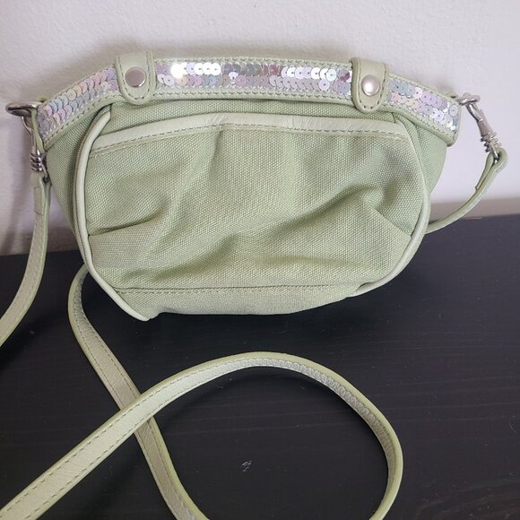 Vanessa Bruno Mini Shoulder Bag Green Canvas Sequin - Picture 1 of 8